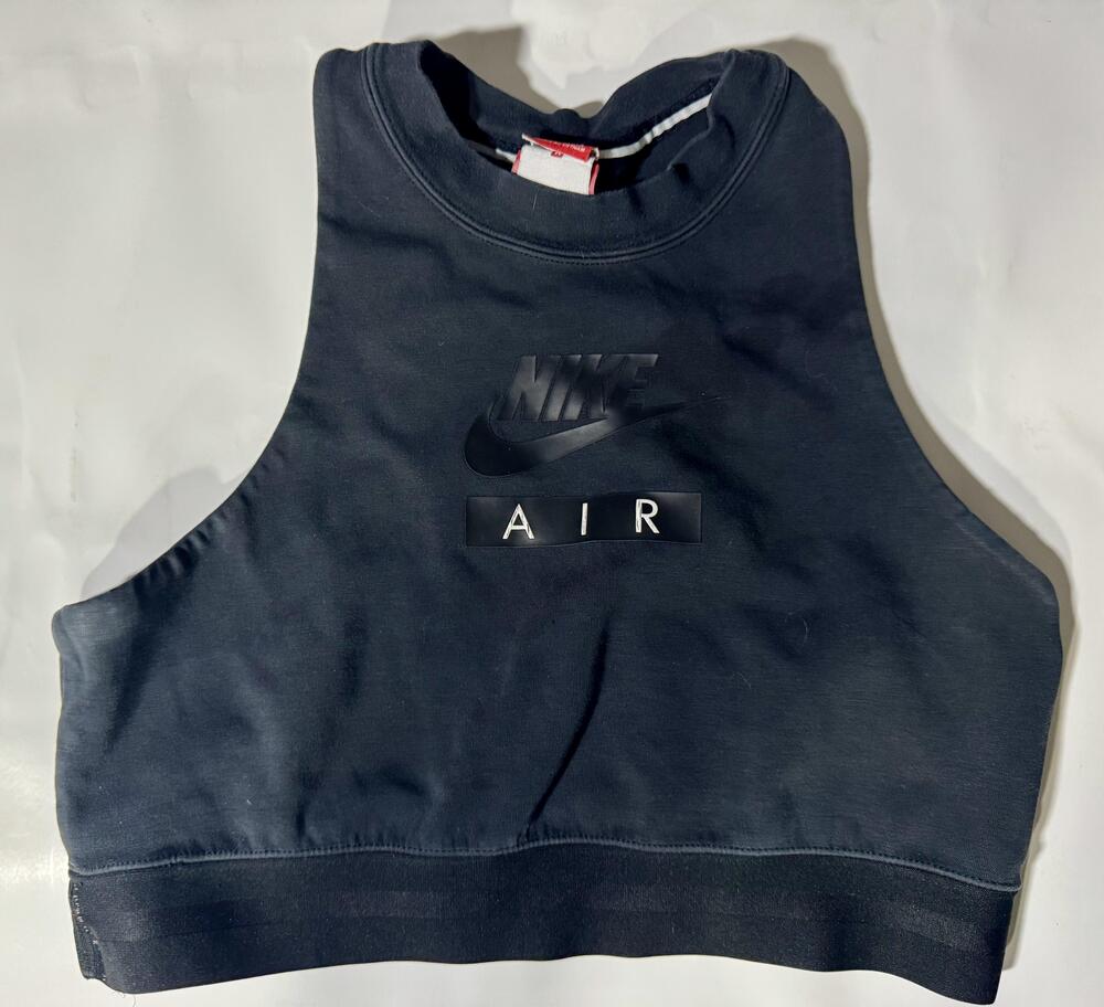 Nike Sports Bra Womens Medium Black Air Logo Cropped Tank Athletic Top